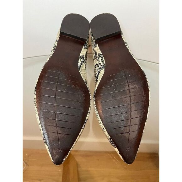 Cole Haan Size 6.5 Pointed Toe Ankle Strap Flats Snakeskin Print Neutral Spring - Picture 12 of 13
